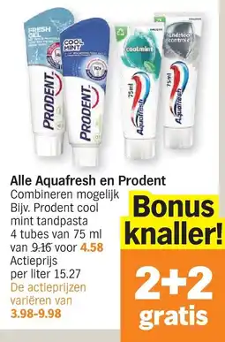 Albert Heijn Alle aquafresh en prodent aanbieding