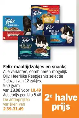 Albert Heijn Felix maaltijdzakjes en snacks aanbieding