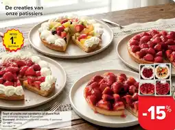 Carrefour Market Taart of croûte met aardbeien of divers fruit aanbieding