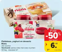 Carrefour Market Plattekaas, yoghurt en desserts rians aanbieding