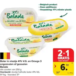 Carrefour Market Boter in vlootje 41% V.G. en Omega 3 ongezouten of gezouten Balade aanbieding