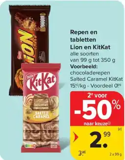 Carrefour Market Repen en tabletten lion en kitkat aanbieding