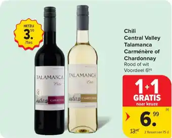 Carrefour Market Chili central valley talamanca carménère of chardonnay aanbieding