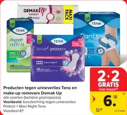 Carrefour Market Producten tegen urineverlies tena en make-up removers demak up aanbieding