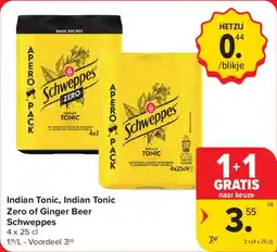 Carrefour Market Indian Tonic, Indian Tonic Zero of Ginger Beer Schweppes aanbieding