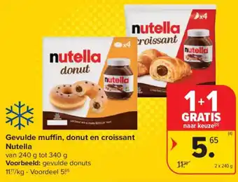 Gevulde muffin donut en croissant Nutella
