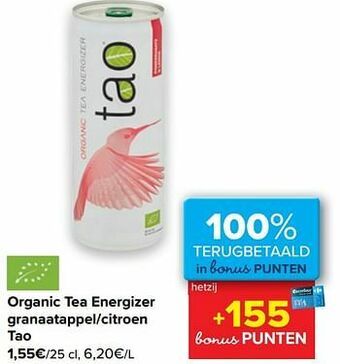 Carrefour Organic tea energizer granaatappel-citroen tao aanbieding