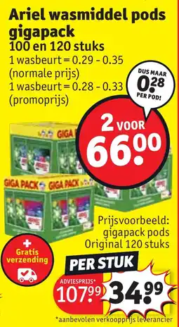 Kruidvat Ariel wasmiddel pods gigapack aanbieding