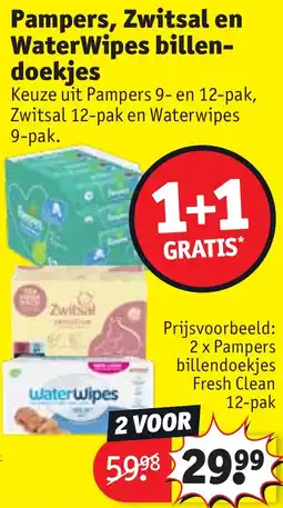 Kruidvat Pampers, zwitsal en waterwipes billen doekjes aanbieding