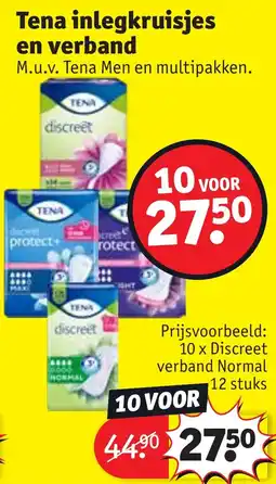 Kruidvat Tena inlegkruisjes en verband aanbieding