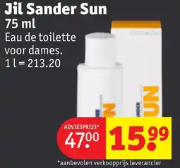 Kruidvat Jil sander sun aanbieding
