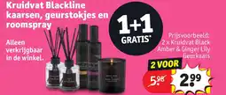 Kruidvat Kruidvat blackline kaarsen, geurstokjes en roomspray aanbieding