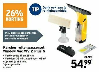 GAMMA Kärcher ruitenwasserset window vac wv 2 plus n aanbieding