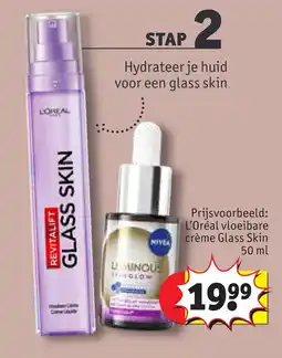 Kruidvat L'Oréal vloeibare crème Glass Skin ,NIVEA skin glow aanbieding