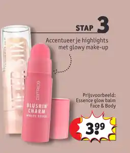 Kruidvat Essence glow balm face & body, blushin charm multi stick aanbieding