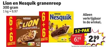 Kruidvat Lion en Nesquik granenreep aanbieding