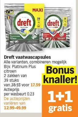 Albert Heijn Dreft vaatwascapsules aanbieding