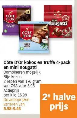 Albert Heijn Côte D'Or kokos en truffé 4-pack en mini nougatti aanbieding