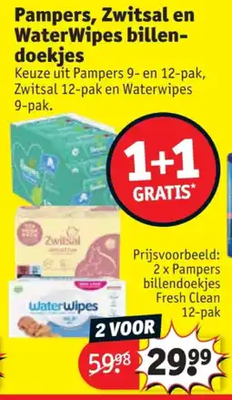Kruidvat Pampers, Zwitsal en WaterWipes billendoekjes aanbieding