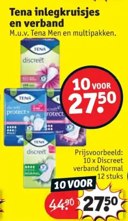 Kruidvat Tena inlegkruisjes en verband aanbieding
