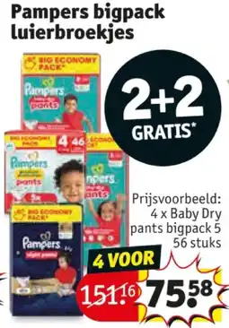 Kruidvat 4 x Baby Dry pants bigpack 5 56 stuks aanbieding