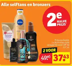Kruidvat 2 x Australian Gold spraygel Bronzer SPF 50 237 ml aanbieding