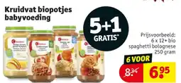 Kruidvat 6 x 12+ bio spaghetti bolognese 250 gram aanbieding