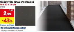 Hubo TERRASTEGEL BETON DONKERGRIJS 40 x 40 x 3,9 cm aanbieding