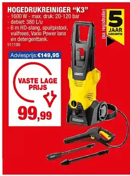 Hubo HOGEDRUKREINIGER “K3” aanbieding