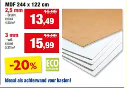 Hubo MDF 244 x 122 cm 2,5 mm aanbieding