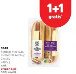 Spar SPAR hotdogs met kaas, mosterd & ketchup 2 stuks aanbieding
