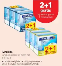 Spar IMPERIAL tonijn in olijfolie 3 x 100 g in promopack aanbieding