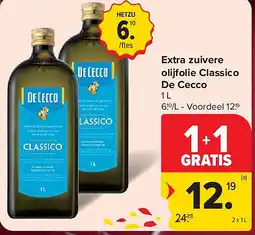 Carrefour Extra zuivere olijfolie Classico De Cecco aanbieding