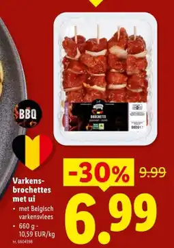 Lidl Varkensbrochettes met ui aanbieding