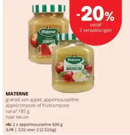 Spar MATERNE appelmousseline 600 g aanbieding