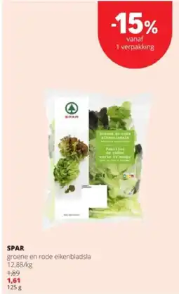 Spar groene en rode eikenbladsla aanbieding