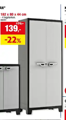 Hubo OPBERGKAST “TITAN” 182 x 80 x 44 cm aanbieding