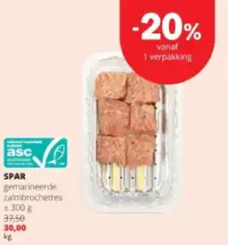 Spar SPAR gemarineerde zalmbrochettes aanbieding