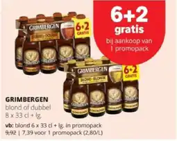 Spar GRIMBERGEN blond 6 x 33 cl + lg. in promopack aanbieding