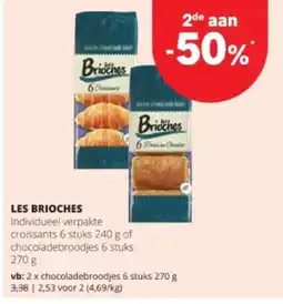 Spar LES BRIOCHES chocoladebroodjes 6 stuks 270 g aanbieding