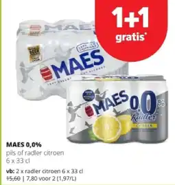 Spar MAES 0,0% radler citroen 6 x 33 cl aanbieding