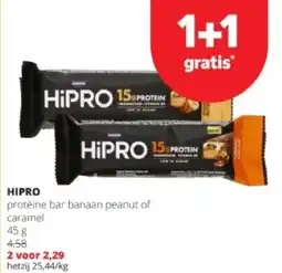 Spar HIPRO protëine bar banaan peanut of caramel 45 g aanbieding