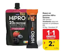 Carrefour Repen en pouches HiPro Danone aanbieding