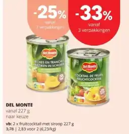 Spar DEL MONTE fruitcocktail met siroop 227 g aanbieding