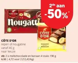 Spar CÔTE D'OR melkchocolade en banaan 4 stuks 190 g aanbieding