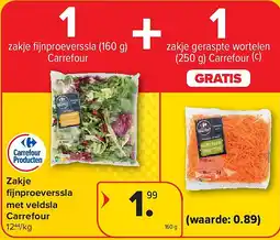 Carrefour Zakje fi jnproeverssla met veldsla Carrefour aanbieding