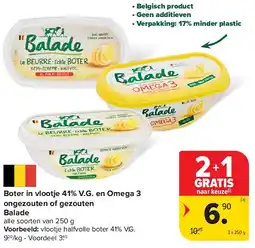 Carrefour Boter in vlootje 41% V.G. en Omega 3 ongezouten of gezouten Balade aanbieding