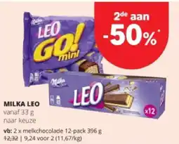 Spar MILKA LEO melkchocolade 12-pack 396 g aanbieding