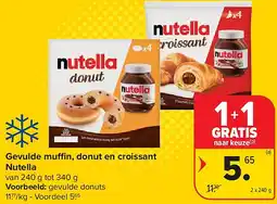 Carrefour Gevulde muffin, donut en croissant Nutella aanbieding