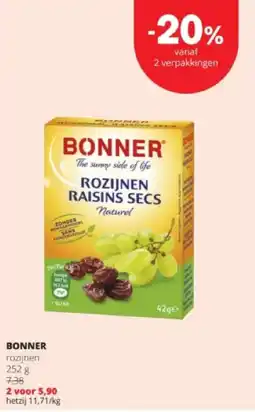 Spar BONNER rozijnen 252 g aanbieding